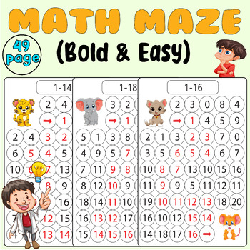 Preview of Math Maze labyrinth book:puzzle book for children The mathematics exercise book