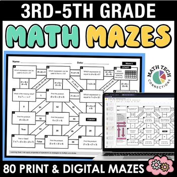 Preview of Math Mazes 3rd, 4th, & 5th Grade Print & Digital Math Early Finishers Activities