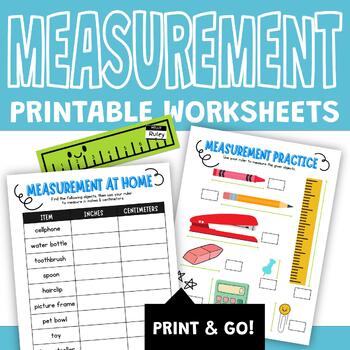 Preview of Math Measurement Activities (Centimeters & Inches) Printable Worksheets