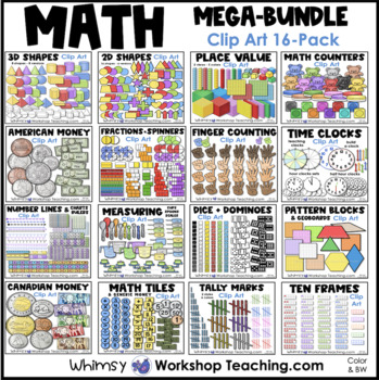 Preview of Math Clip Art Megabundle 16 Pack 1400 Images Color Black White