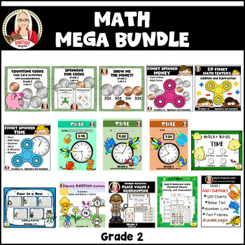 Preview of MATH STATIONS money time add subtract place value regrouping balanced equations