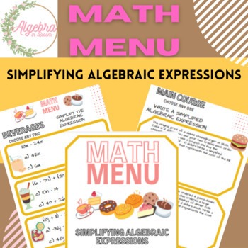 Preview of Math Menu Activity // Simplifying Algebraic Expressions