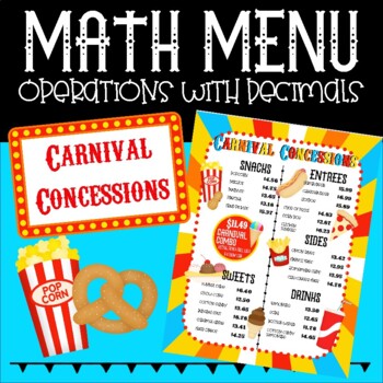 Preview of Math Menu: Add, Subtract and Multiply Decimals Activity - Concession Stand