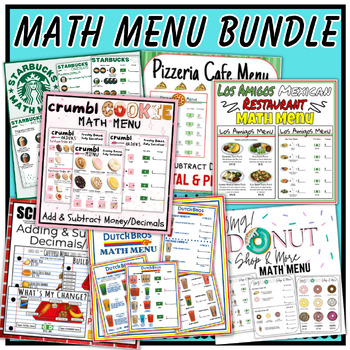 Preview of Math Menu Bundle | Add and Subtract Decimals / Money
