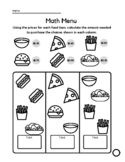 Math Menu, Money Addition Up To Ten Dollars With Cents, An