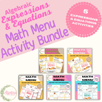 Preview of Math Menu Student Choice Activities // Algebraic Expressions & Equations Bundle