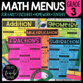 Math Menus - 3rd Grade | Choice Boards | Printable & Digit