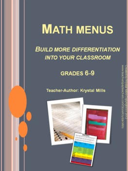 Preview of Math Menus: Differentiating Math Activities Grades 6-9