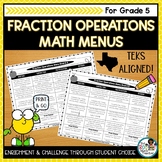 Fraction Operations Activities | Editable Math Menus for T
