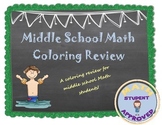 Math, Middle School Standard Review End of Year Coloring Activity