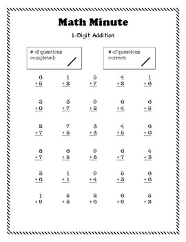 math minute addition worksheets by mrs b teachers pay