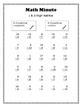 Math Minute Addition Worksheets by Mrs B | Teachers Pay ...