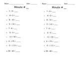 Math Minutes - Add and Subtract Integers
