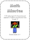 Math Minutes-Addition and Subtraction Math Facts to 10