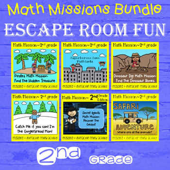 Preview of Math Mission - Escape Room - 2nd Grade Bundle