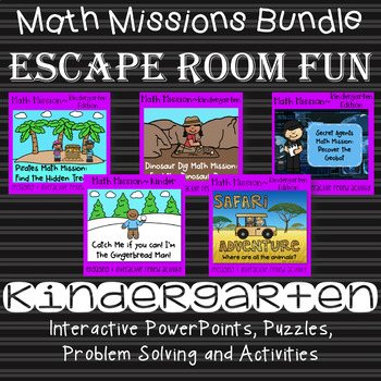 Preview of Math Mission - Escape Room - Kindergarten Bundle