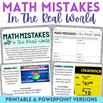 Preview of Math Mistakes in the Real World Activity