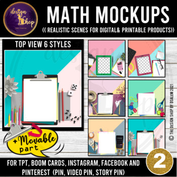Preview of Math Mockups Set 2 Clipboard Tablet Calculator Money Puzzle and Dice