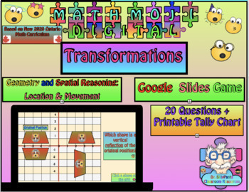 Preview of Math Moji: Transformations Google Slides Game 2020 ONT Curriculum. Geometry