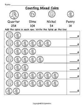 Math Money Practice by Patricia Harkins | Teachers Pay Teachers