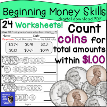 math money skills counting coins within one dollar grade 2 pdf worksheets