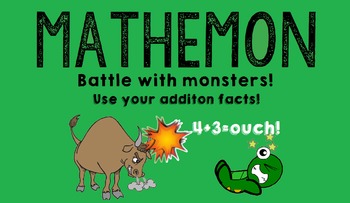 Preview of Mathemon - Addition Fact Fluency Card Game (Like Pokemon)