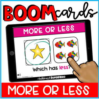 Preview of Math: More or Less BOOM CARDS {distance learning}