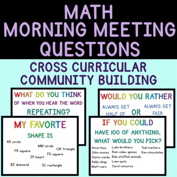 Preview of Math Morning Meeting Questions Distance Learning