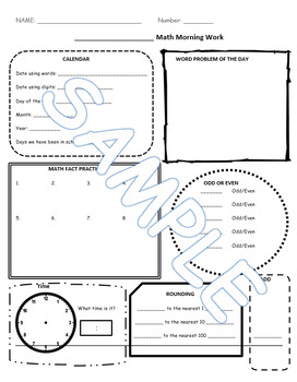 Preview of Create Your Own Math Morning Work Template