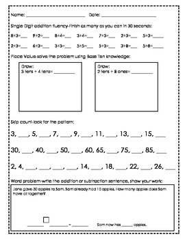 Preview of Math Morning Work 2nd grade-Freebie!