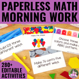 Math Morning Work - EDITABLE Paperless Hands-On Math Tubs 