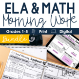 Math + ELA Morning Work Grades 1-5 (Bundle) I Distance Lea