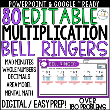 Preview of Math Warm-ups | Multiplication Bell Ringers | Digital Exit Tickets