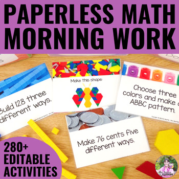 Preview of Math Morning Work - Paperless Math Tubs - Morning Math Bins - Early Finishers