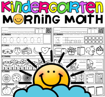 Preview of Math Morning Work for Kindergarten Bundle with QR Code Self Checking Feature!