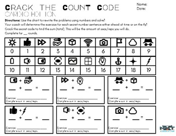 Preview of Math+Movement: Crack the Count Code Fitness Game Templates - 3 Pack