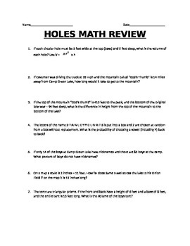 Preview of Math Movie - Holes (Test Review)
