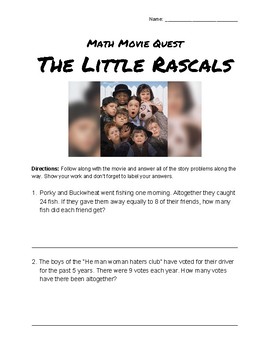 Preview of Math Movie Quest - The Little Rascals