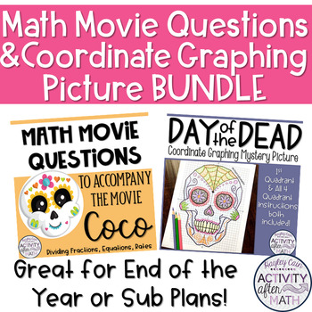 Preview of Math Movie Questions & Coordinate Graphing Picture BUNDLE to accompany Coco