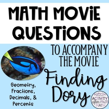 Preview of Math Movie Questions to accompany Finding Dory End of the Year Activity