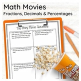 Math Movie Worksheet for Toy Story (Fractions, Decimals an