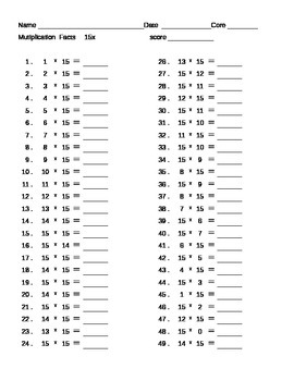 Preview of Math Multiplication Drill Sheets