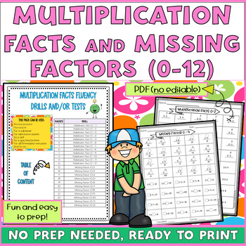Preview of Math Multiplication Facts, Missing Factors, Equivalent Fractions Color by Number