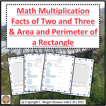 Preview of Math Multiplication Facts of Two and Three & Area and Perimeter of a Rectangle