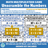 Math Multiplication Game Task Cards | Unscramble the Numbers