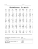 Math: Multiplication Keywords Word Search (test prep)