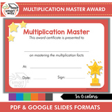 Math Multiplication Master Award Certificate Google Slides & PDF