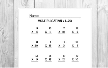 Preview of Math Multiplication Sheets | Math Table Printable | Educational Chart
