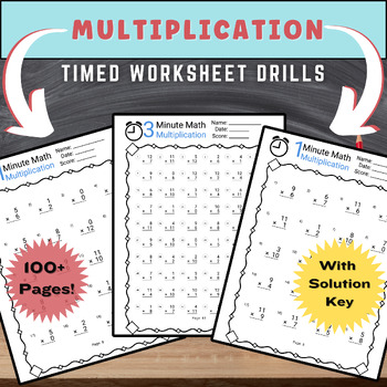 Preview of Math Multiplication Timed Worksheet | Homeschool | Practice Drills | Instant Dow