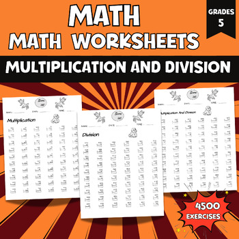 Preview of Math Multiplication and Division Worksheets Within 10000 , 4th Grade Math Facts